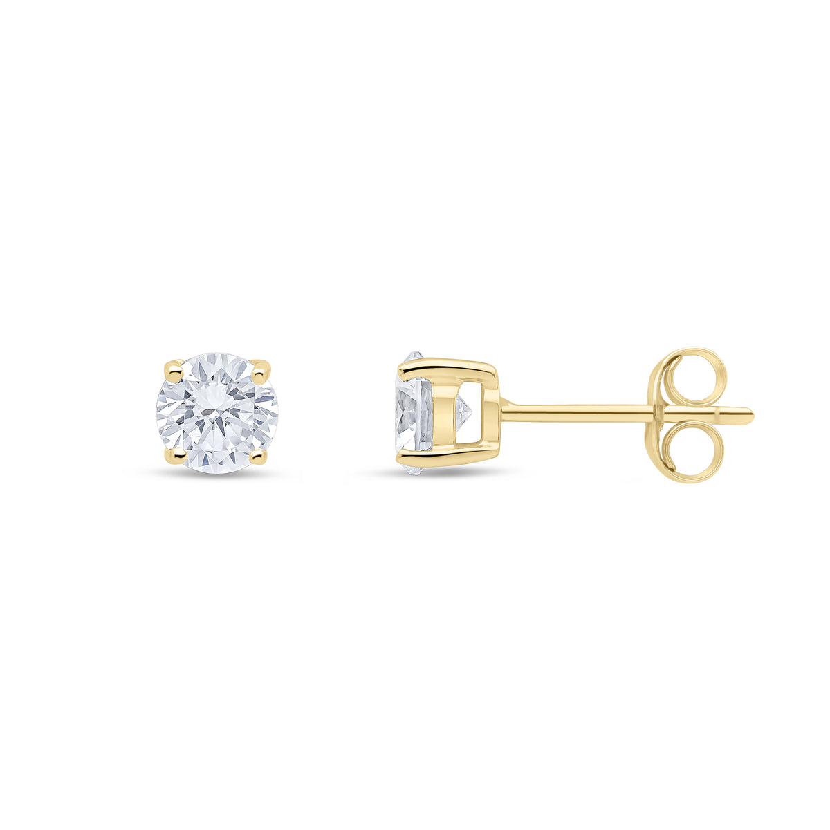 9CT YG 5MM ROUND CZ CLAW SET EARRINGS
