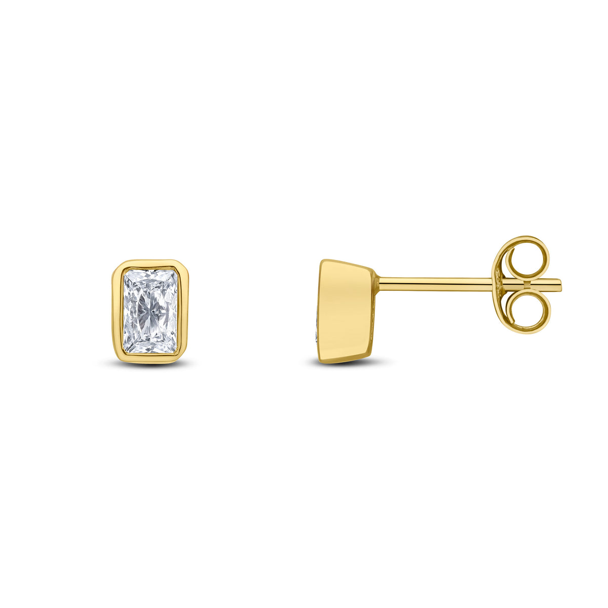9CT YG 5X3 OCTAGON CZ RUBOVER SET EARRINGS