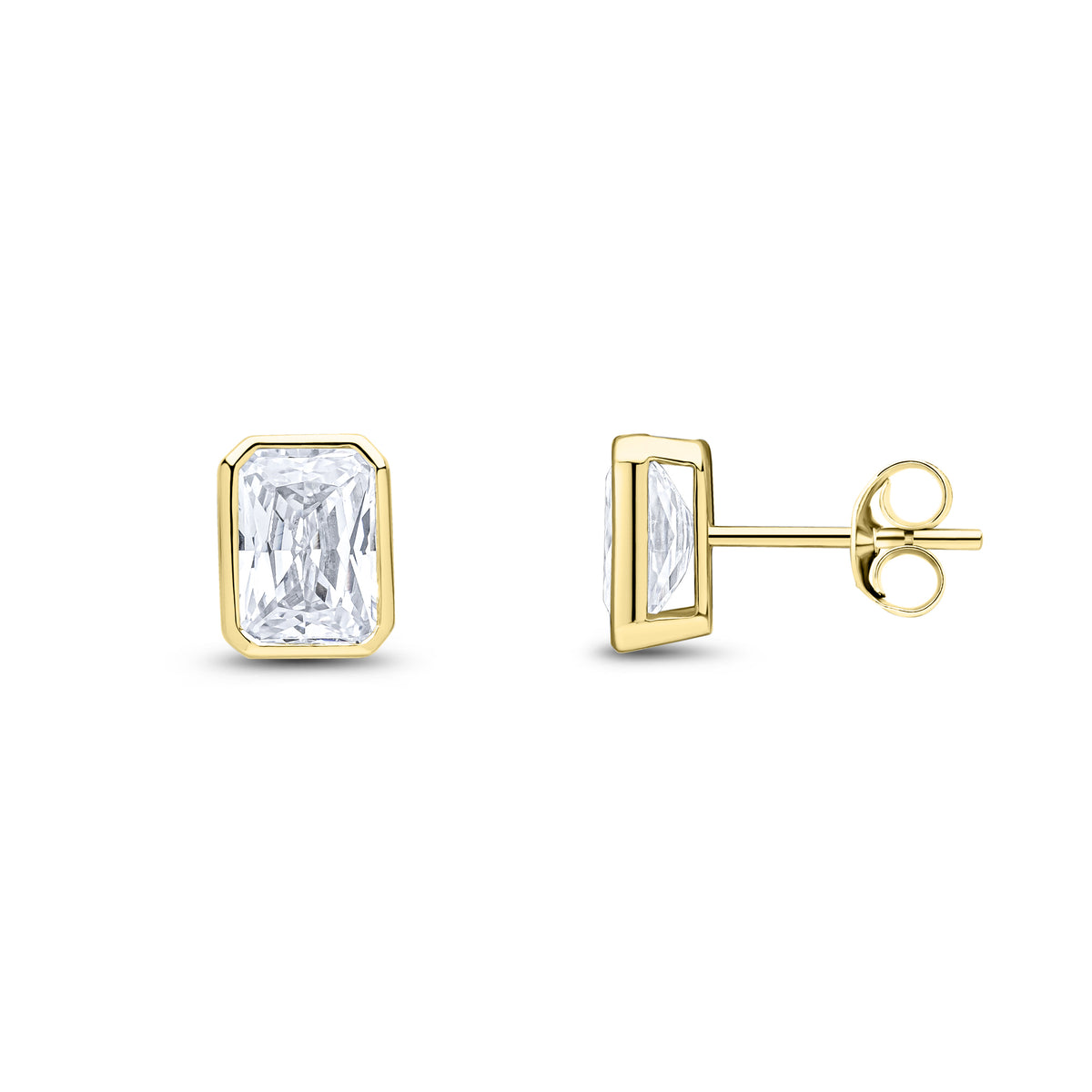 9CT YG 7X5 OCTAGON CZ RUBOVER SET EARRINGS