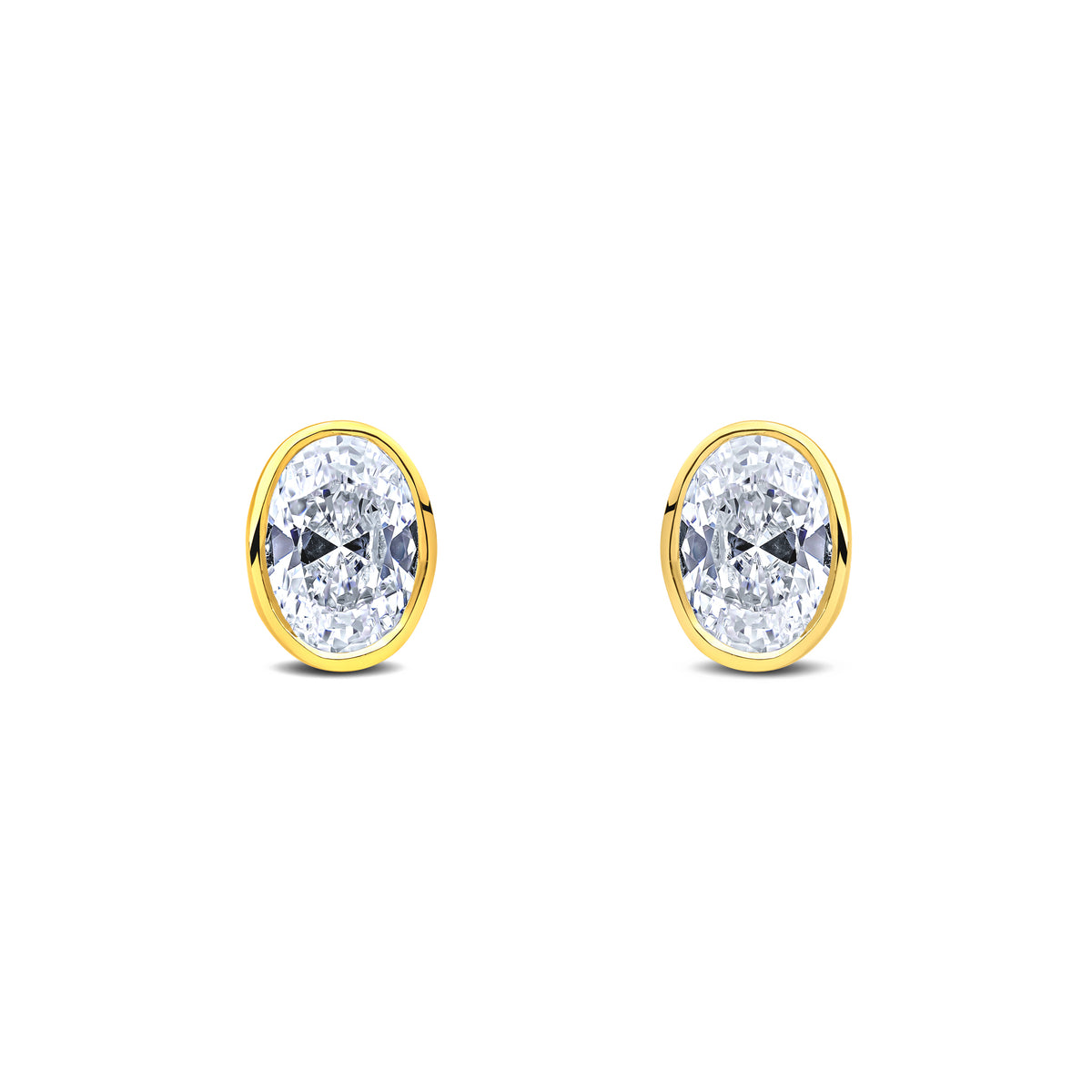 9CT YG 7X5 OVAL CZ RUBOVER EARRINGS