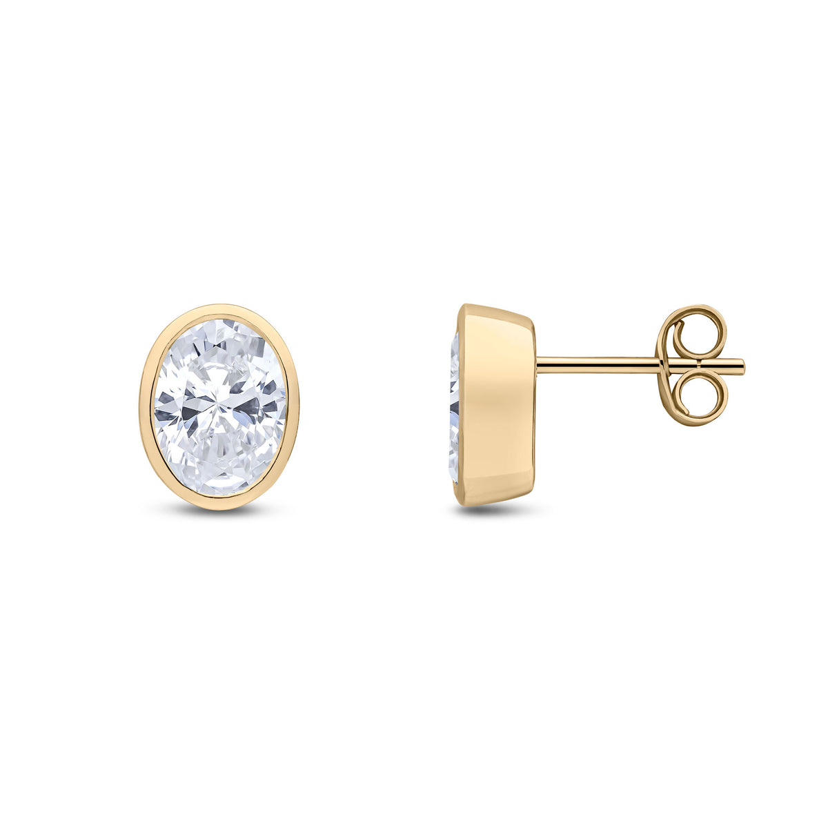 9CT YG 8X6 OVAL CZ RUBOVER EARRINGS