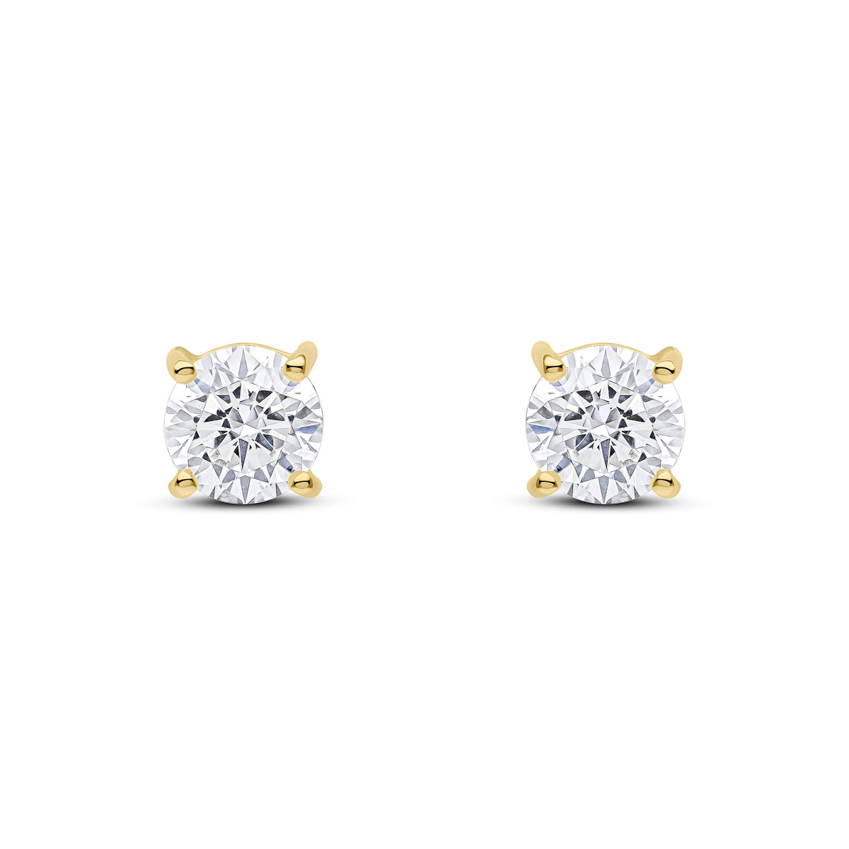 9CT YG 6MM ROUND CZ 4 CLAW EARRINGS