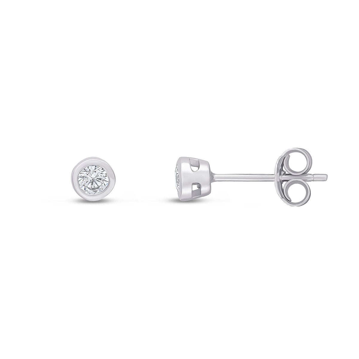 9CT WG 3MM ROUND CZ RUBOVER EARRINGS