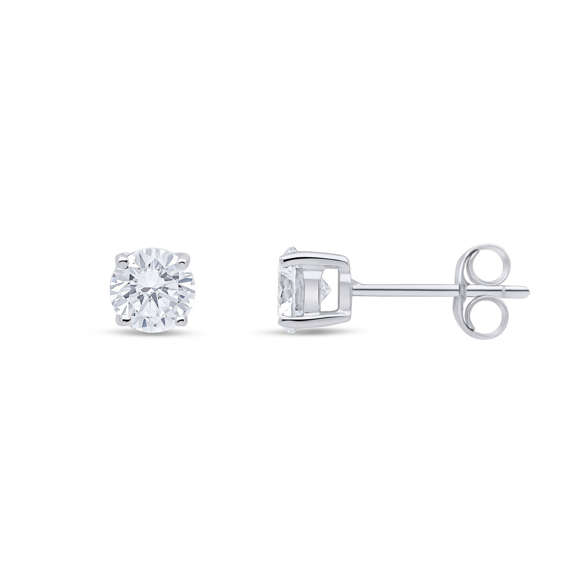9CT WG 5MM ROUND CZ CLAW SET STUD EARRINGS