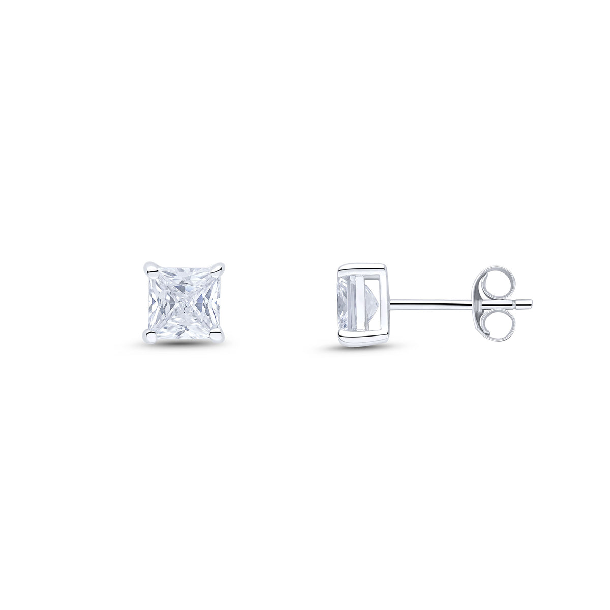 9CT WG 5MM SQUARE CZ CLAW SET EARRINGS