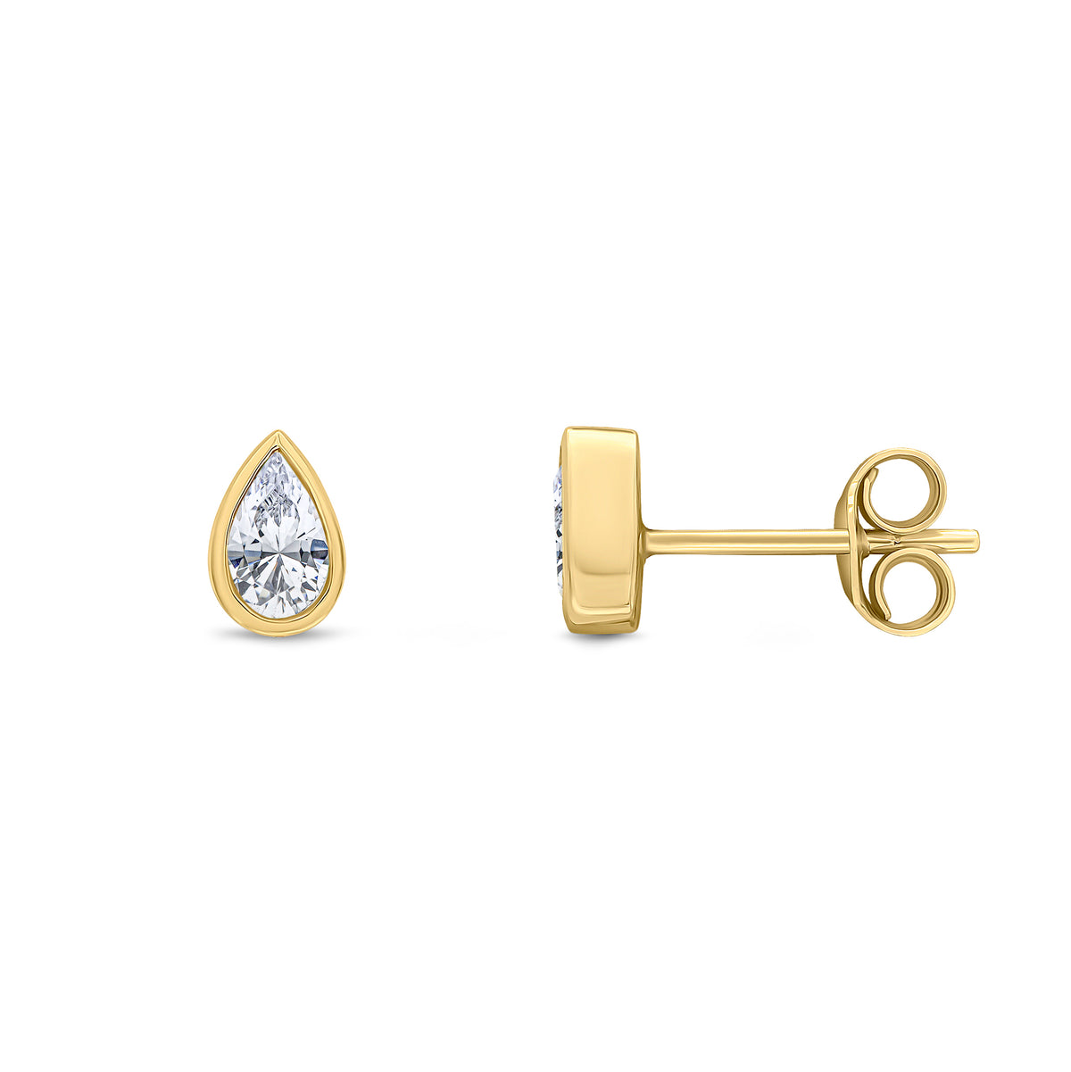 9CT YG 5X3 PEARSHAPE CZ RUBOVER SET EARRINGS