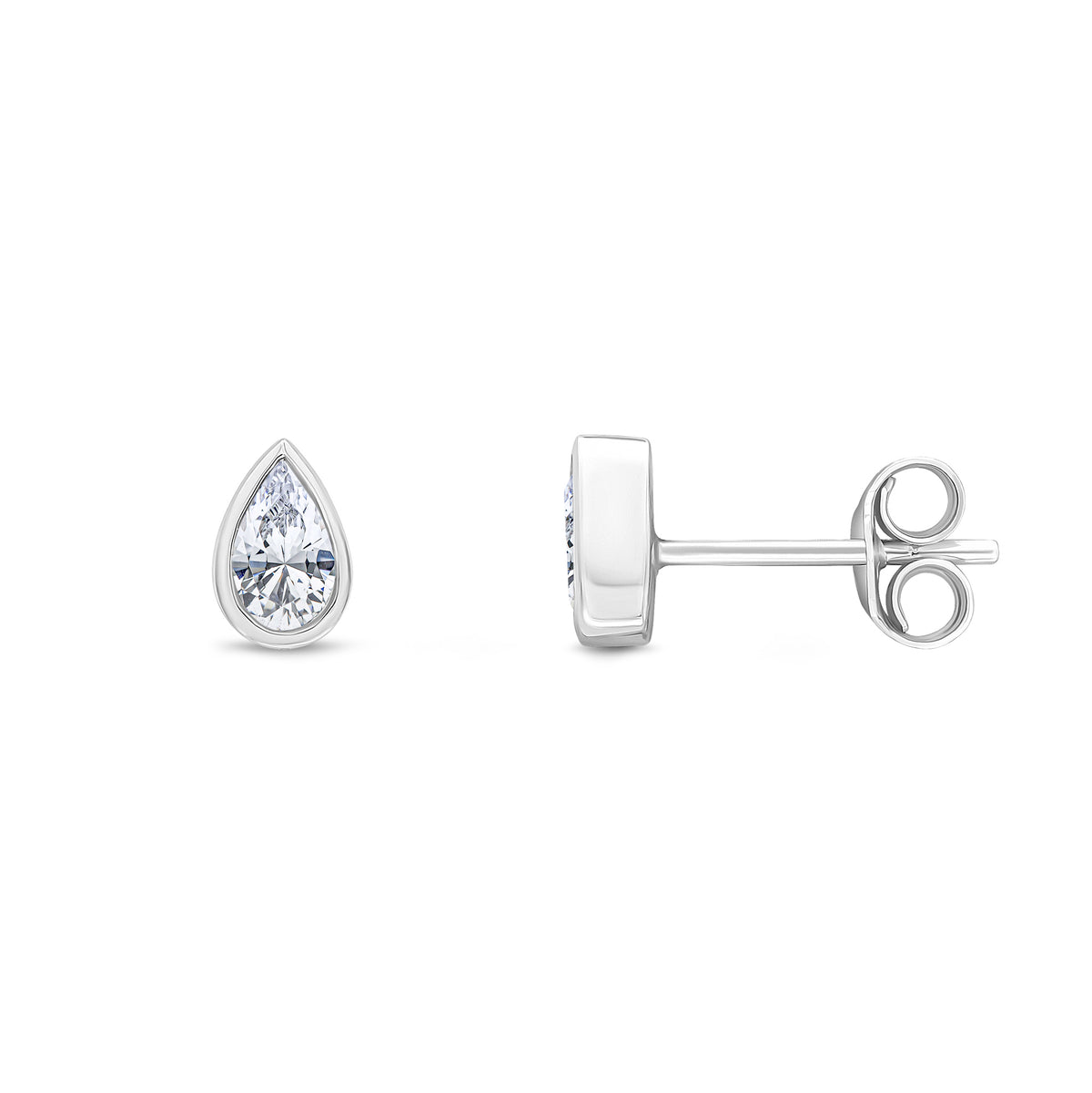 9CT WG 5X3 PEARSHAPE CZ RUBOVER SET EARRINGS