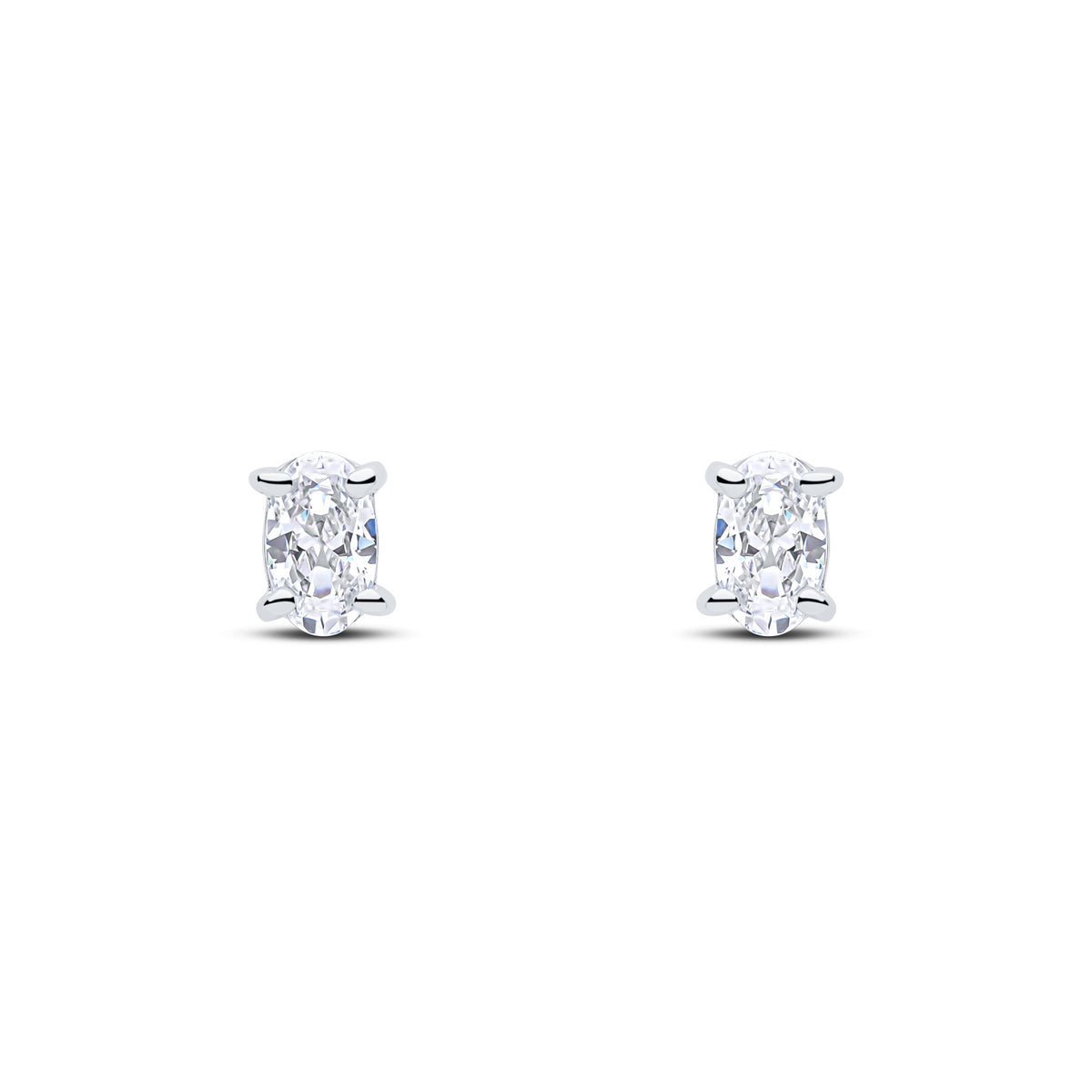 9CT WG 5X3 OVAL CZ CLAW SET EARRINGS