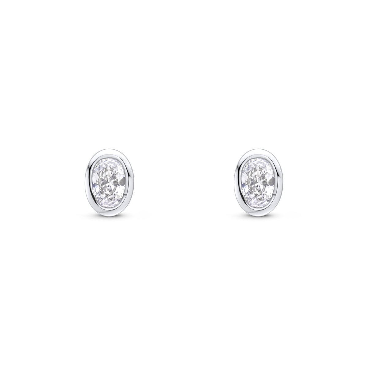 9CT WG 4X3 OVAL CZ RUBOVER SET EARRINGS