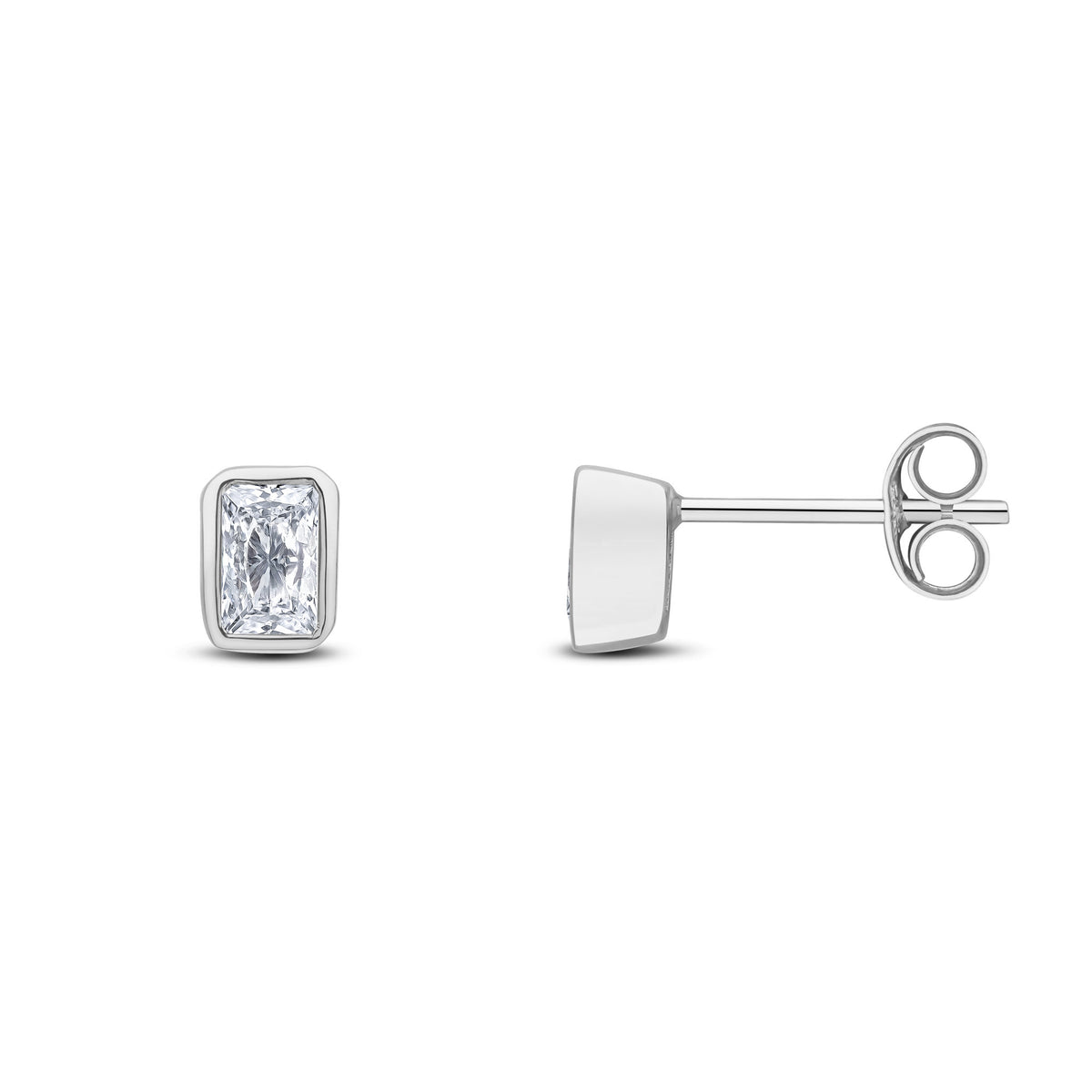 9CT WG 5X3 OCTAGON CZ RUBOVER SET EARRINGS