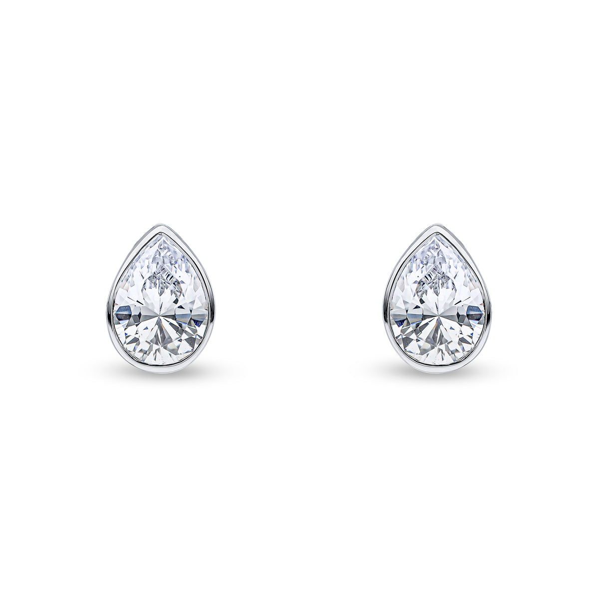 9CT WG 7X5 PEARSHAPE CZ RUBOVER SET EARRINGS