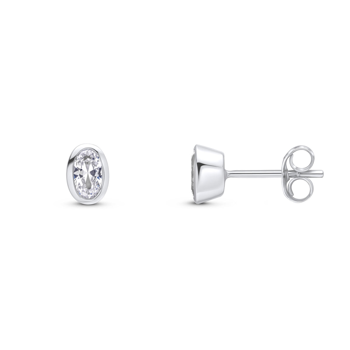 9CT WG 5X3 OVAL CZ RUBOVER EARRINGS