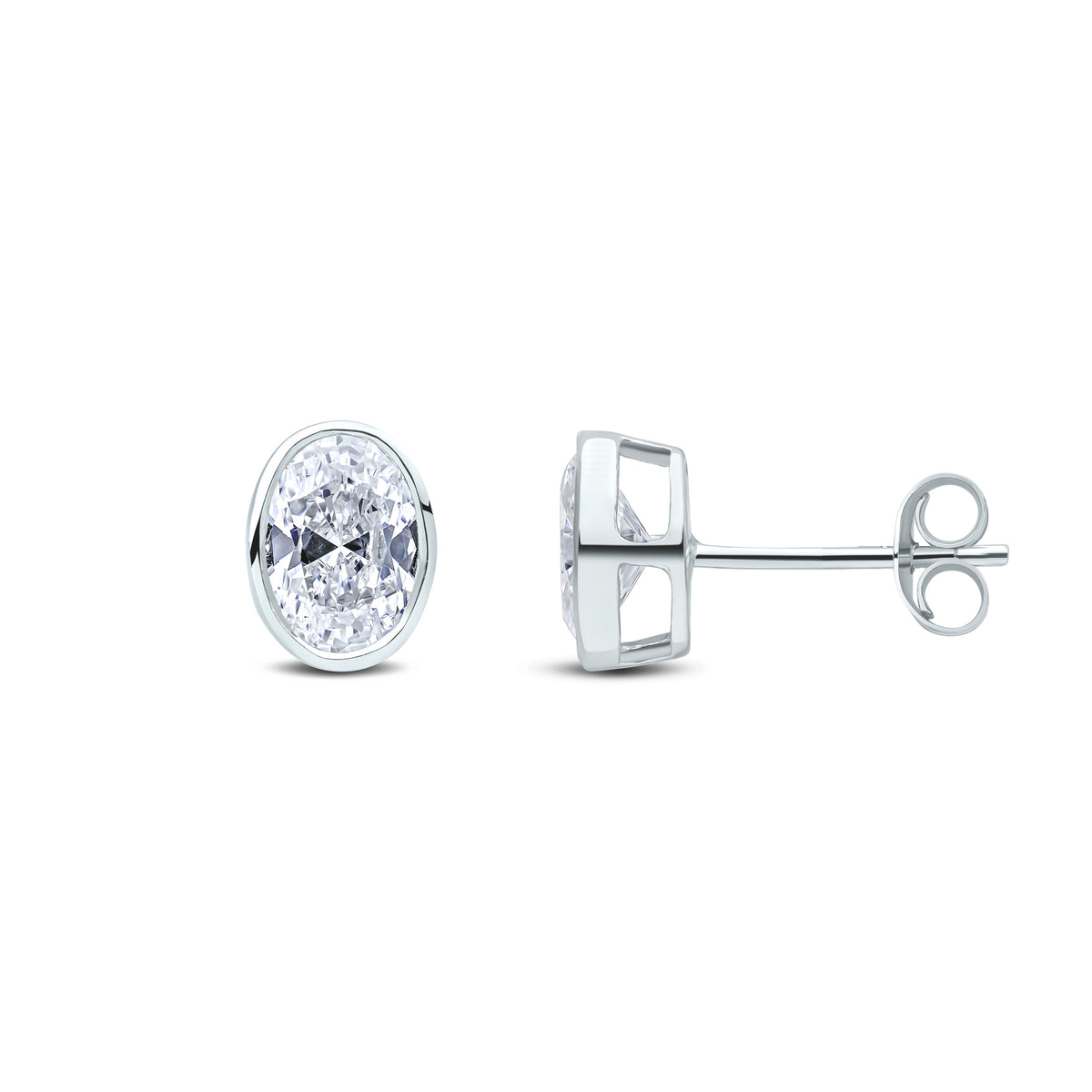 9CT WG 7X5 OVAL CZ RUBOVER EARRINGS