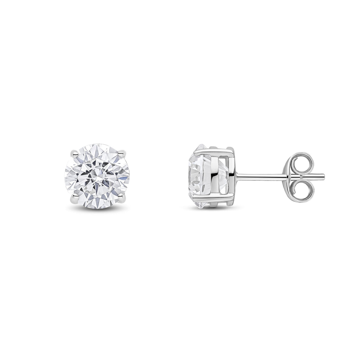 9CT WG 7MM ROUND CZ CLAW SET EARRINGS