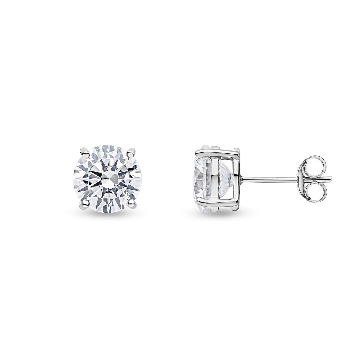 9CT WG 8MM ROUND CZ CLAW SET EARRINGS