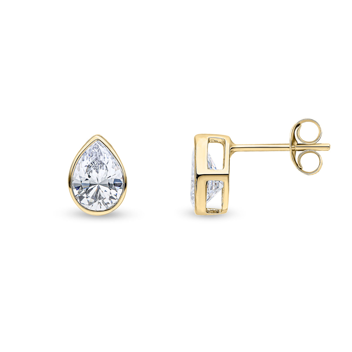 9CT YG 7X5 PEARSHAPE CZ RUBOVER SET EARRINGS