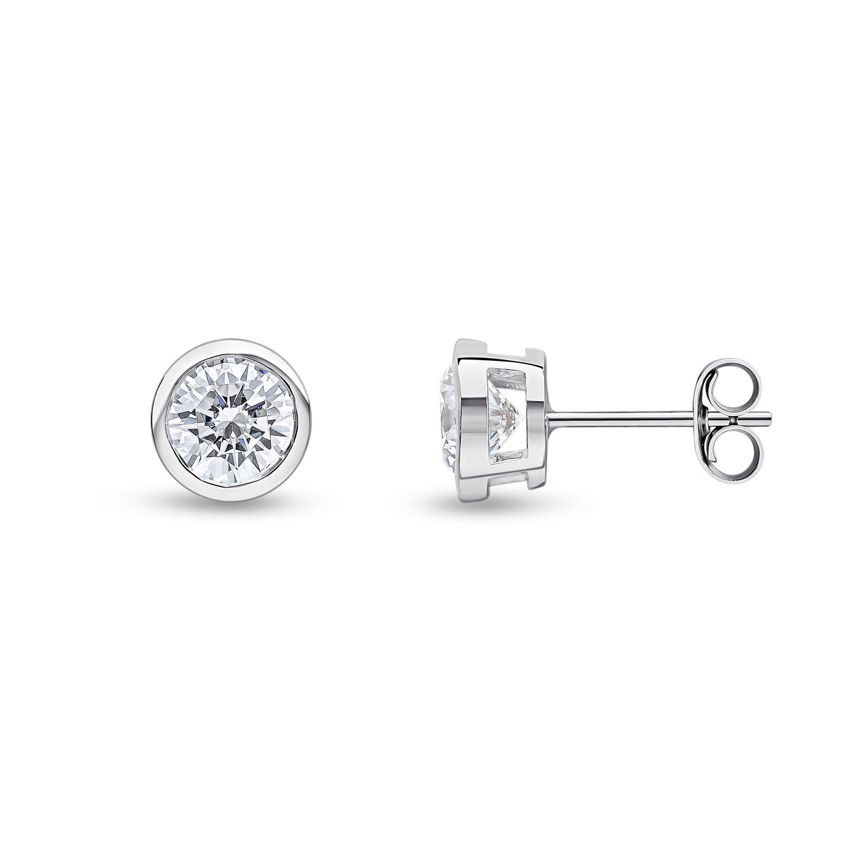 9CT WG 6MM ROUND CZ RUBOVER EARRINGS