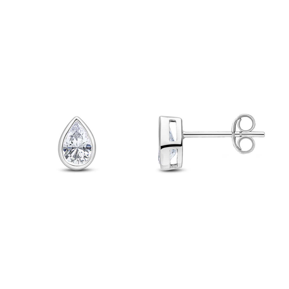 9CT WG 6X4 PEARSHAPE CZ RUBOVER SET EARRINGS