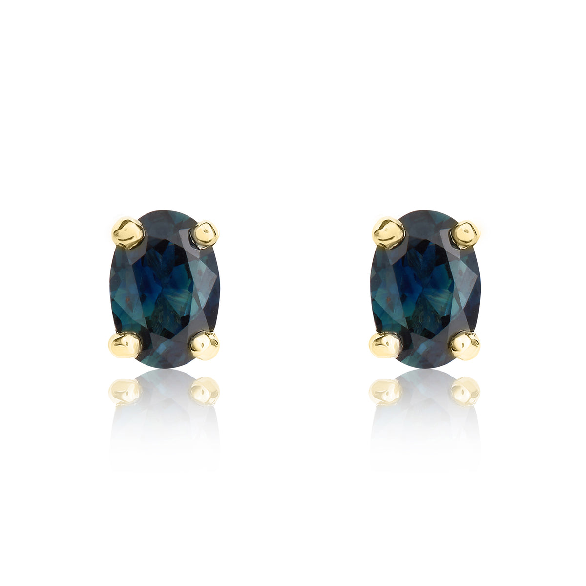 9CT YG 6X4 OVAL SAPPHIRE CLAW SET EARRINGS