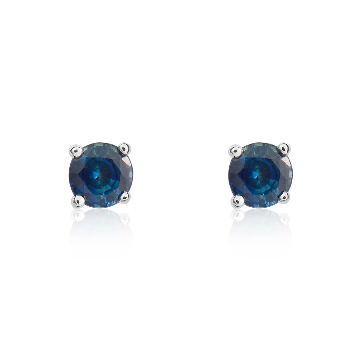 9CT WG 4MM ROUND SAPPHIRE 4 CLAW EARRINGS
