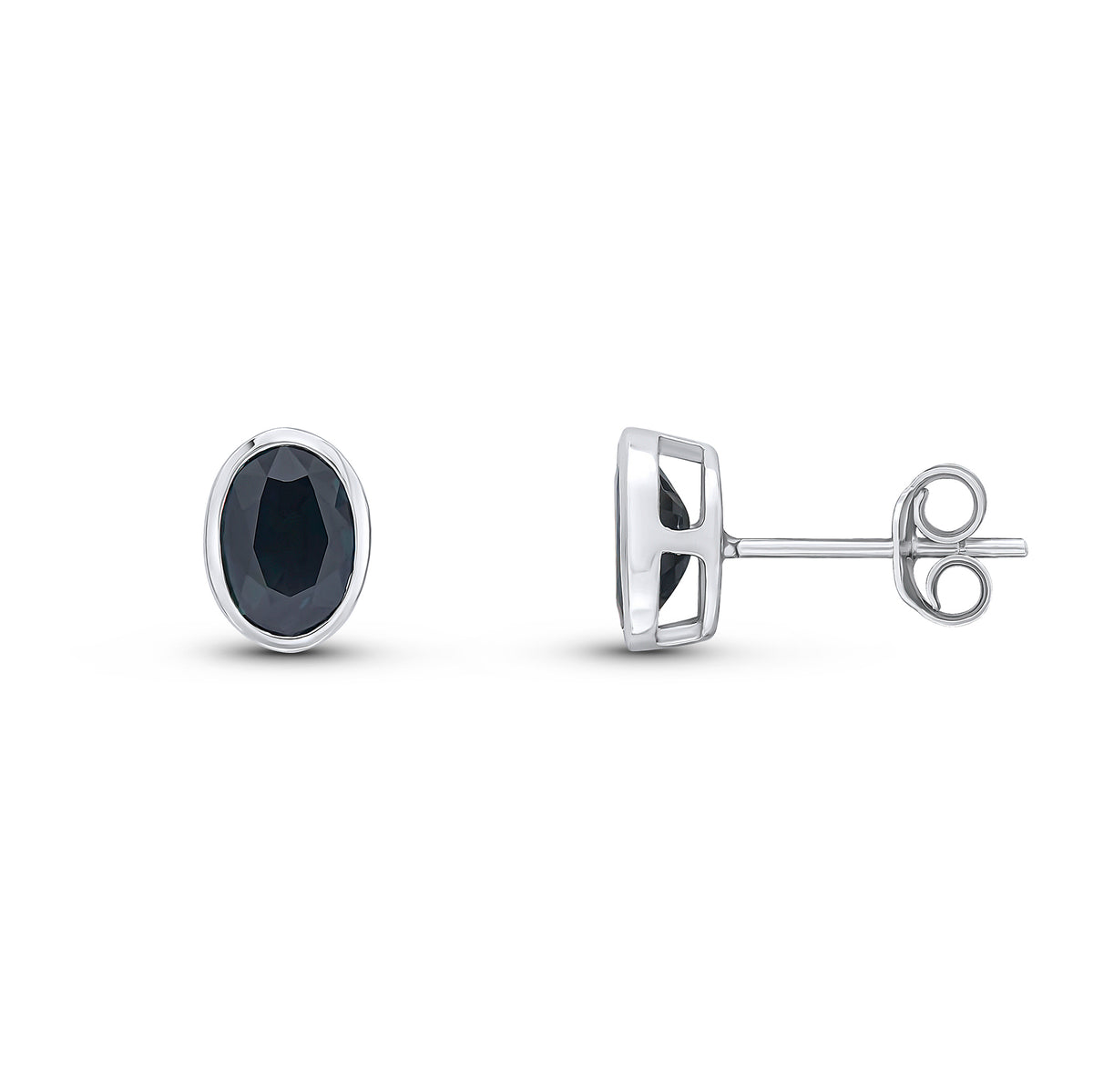 9CT WG 7X5 OVAL SAPPHIRE RUBOVER EARSTUDS