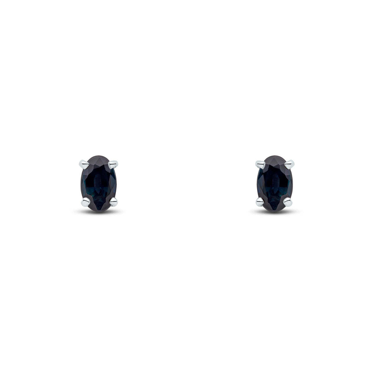 9CT WG 5X3 OVAL SAPPHIRE CLAW EARRINGS