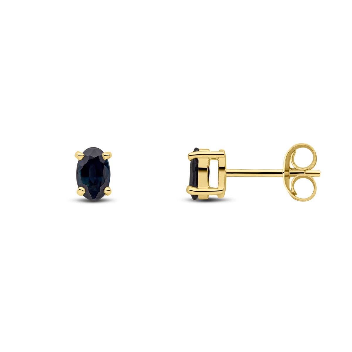 9CT YG 5X3 OVAL SAPPHIRE CLAW SET STUD EARRINGS