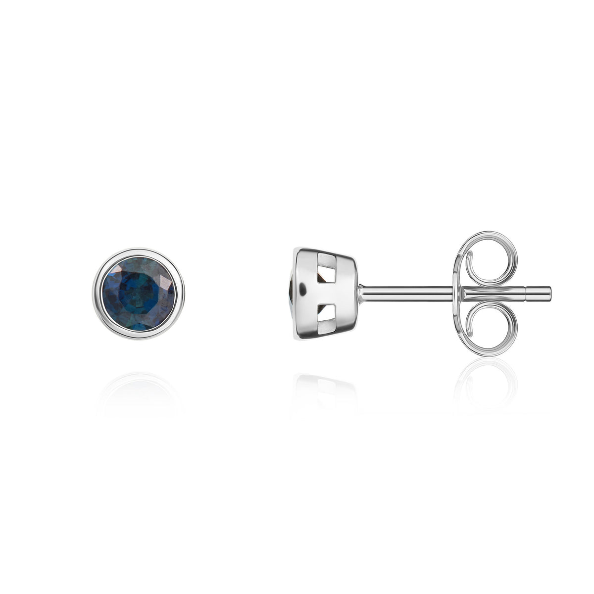 9CT WG 3MM ROUND SAPPHIRE RUBOVER EARRINGS