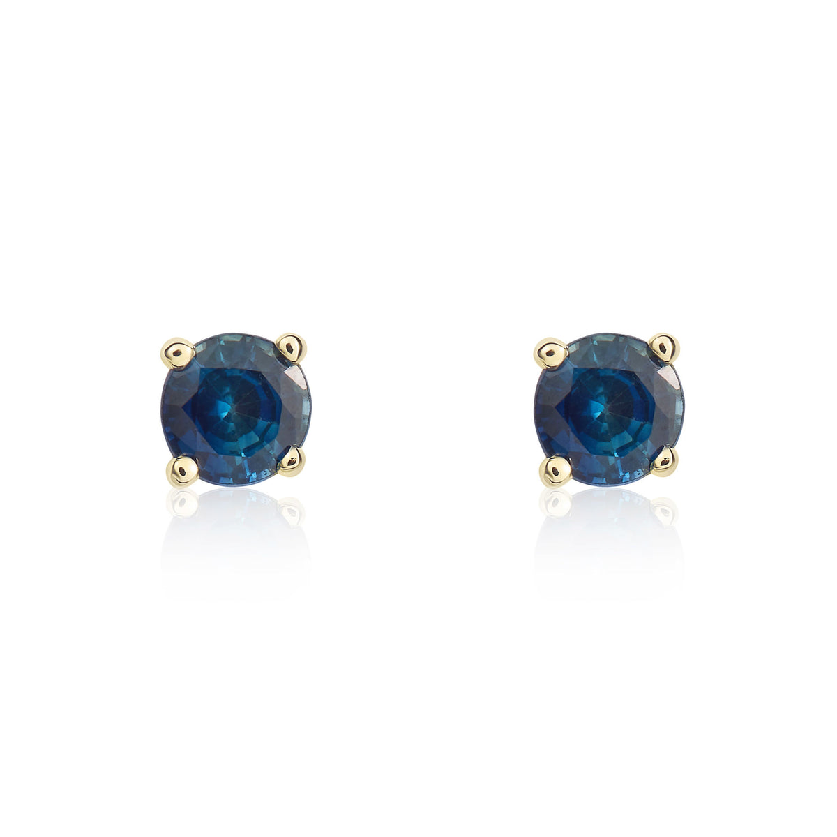 9CT YG 4MM ROUND SAPPHIRE 4 CLAW EARRINGS