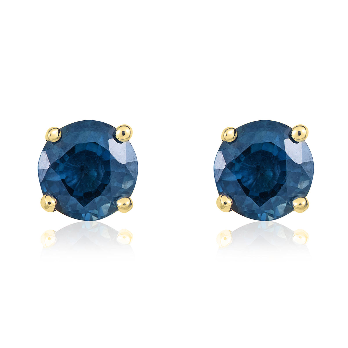 9CT YG 5MM ROUND SAPPHIRE CLAW SET STUD EARRINGS
