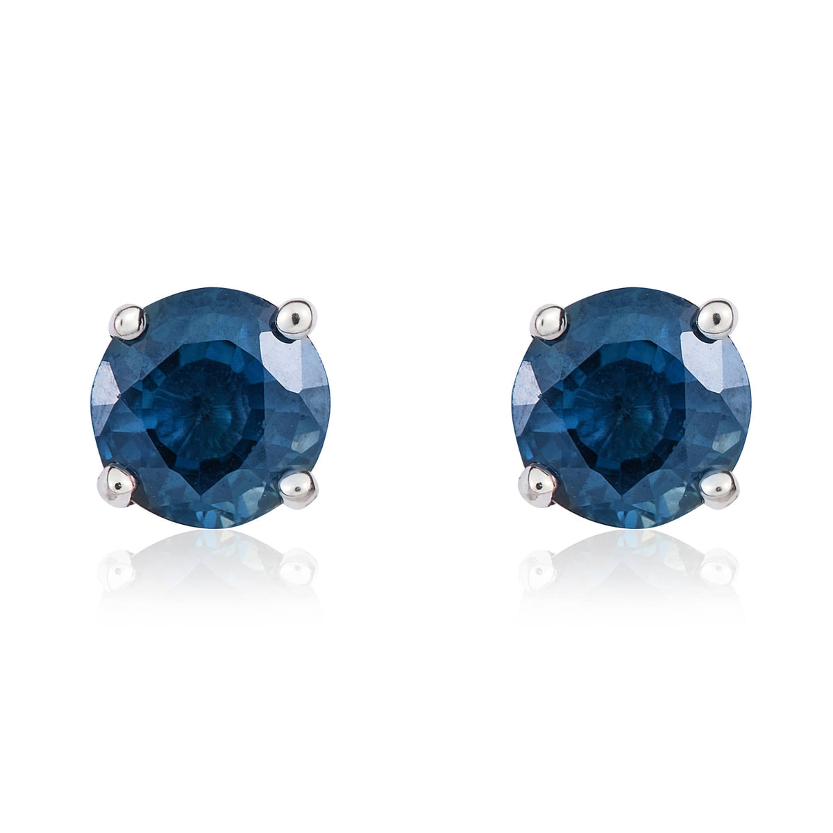 9CT WG 5MM ROUND SAPPHIRE CLAW SET STUD EARRINGS