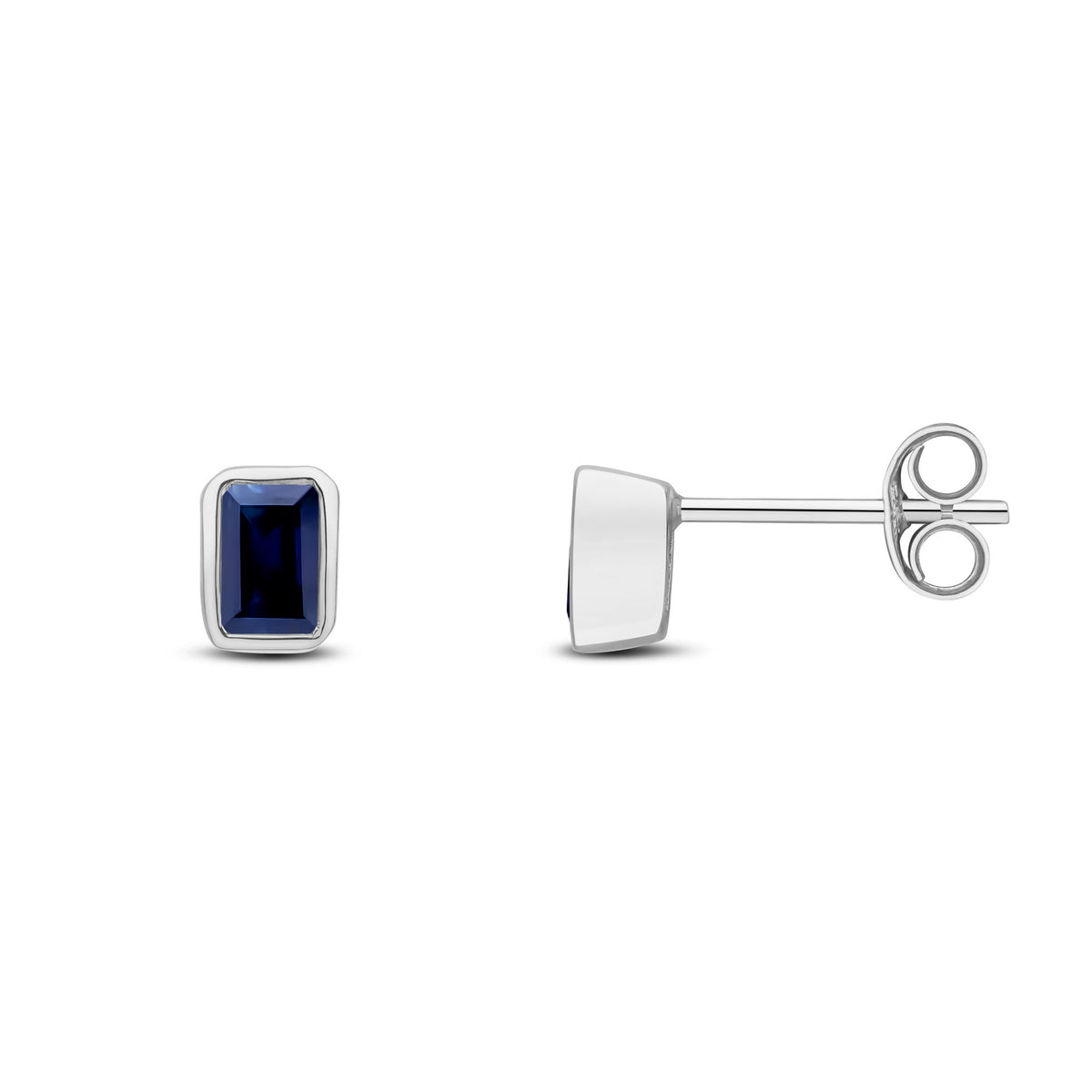 9CT WG 5X3 OCTAGON SAPPHIRE RUBOVER SET EARRINGS