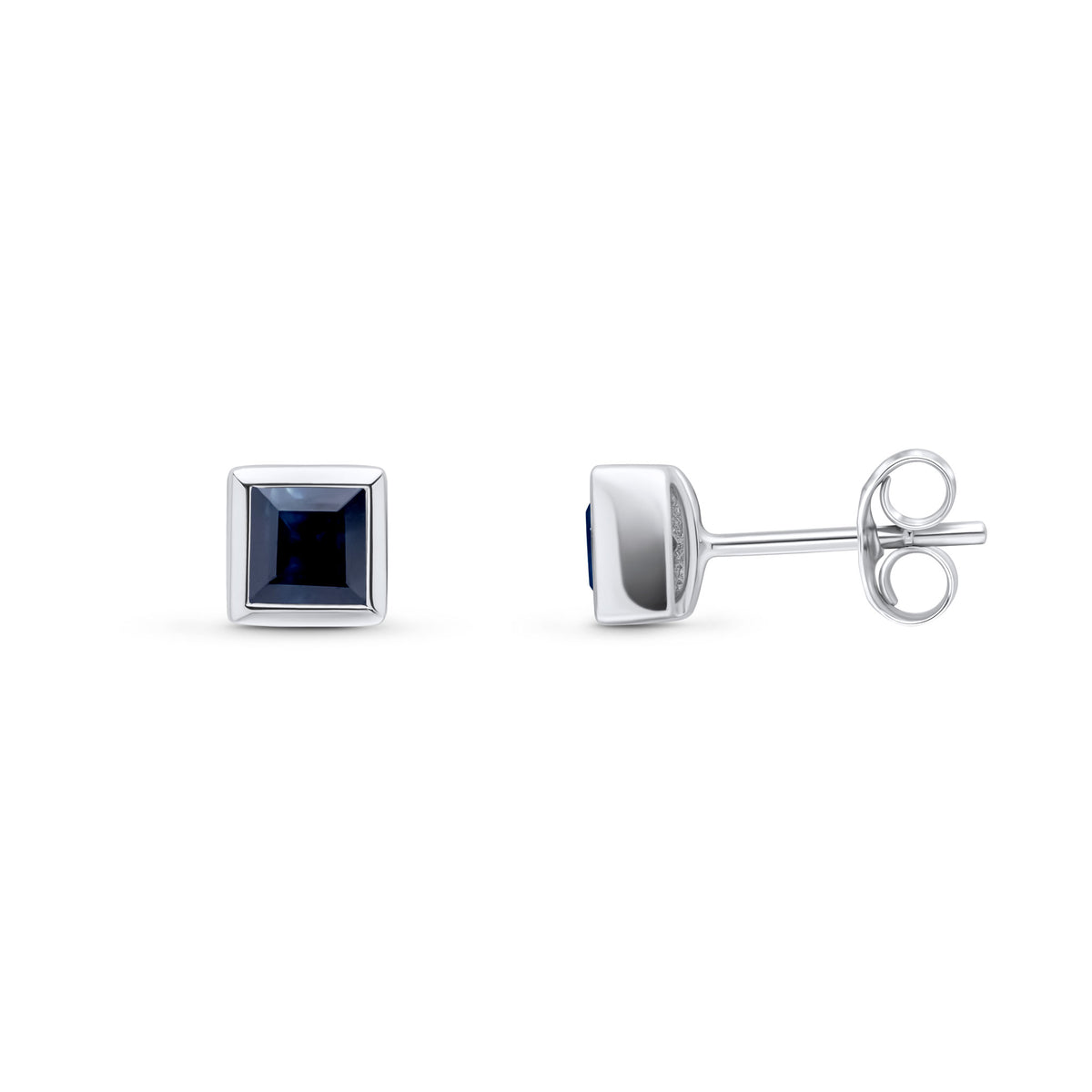 9CT WG 4MM SQUARE SAPPHIRE RUBOVER SET EARRINGS