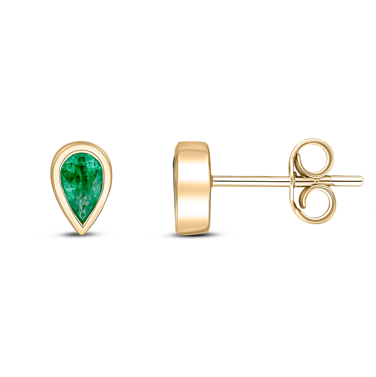 9CT YG 5X3 PEARSHAPE EMERALD RUBOVER SET EARRINGS
