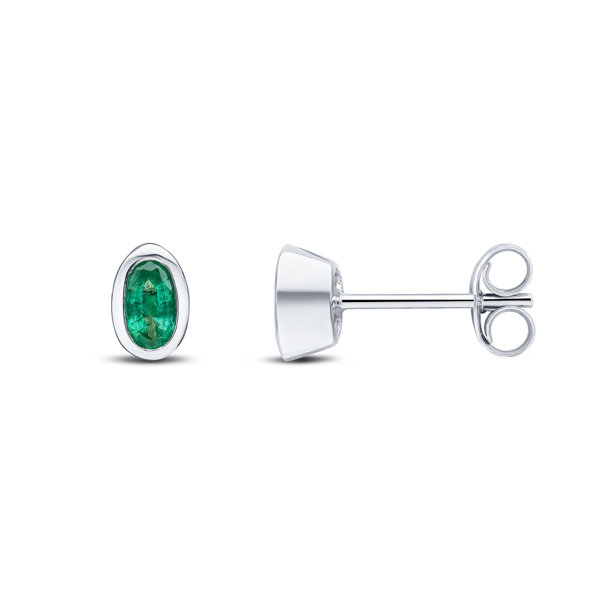 9CT WG 5X3MM OVAL EMERALD RUBOVER EARRINGS