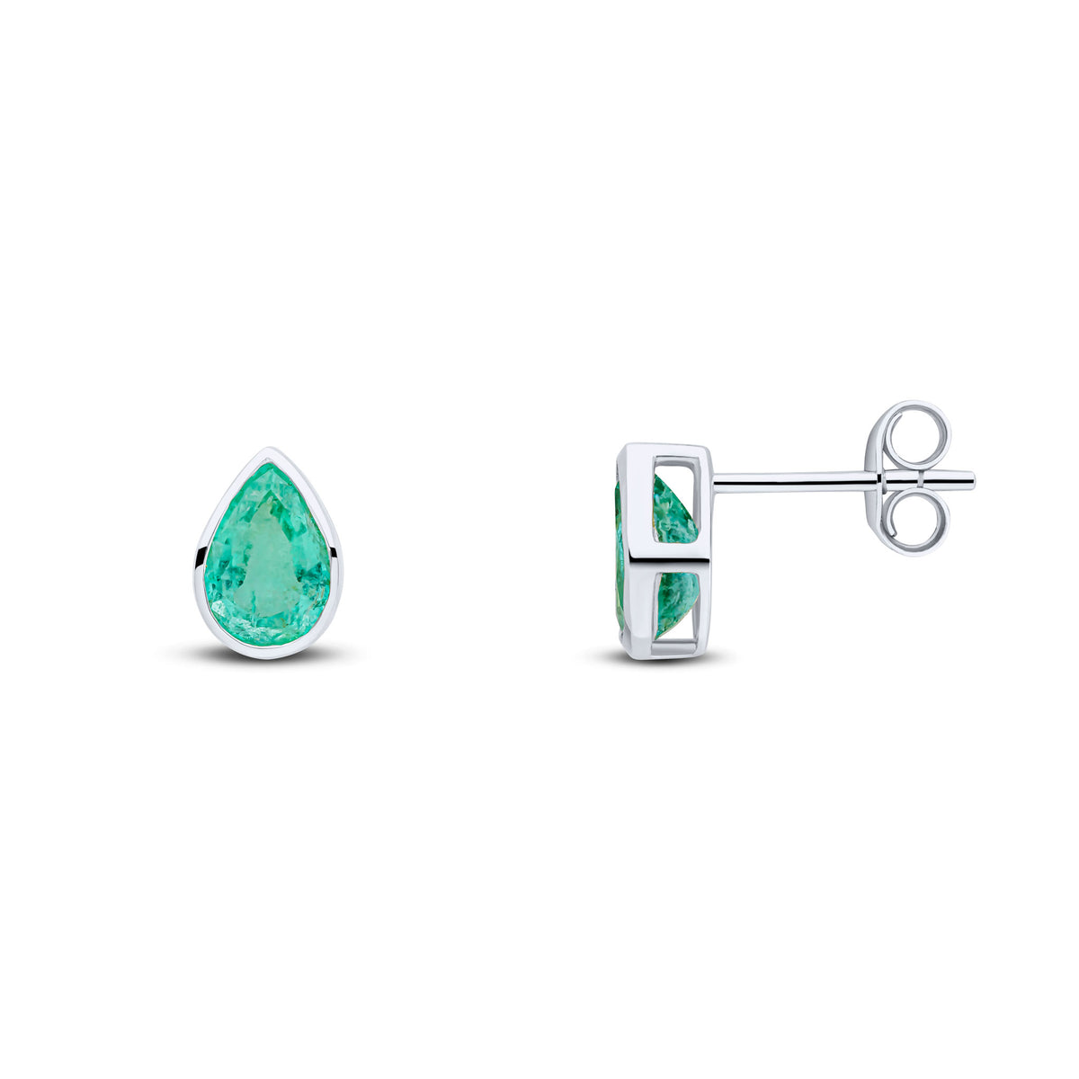 9CT WG 7X5 PEARSHAPE EMERALD RUBOVER SET EARRINGS