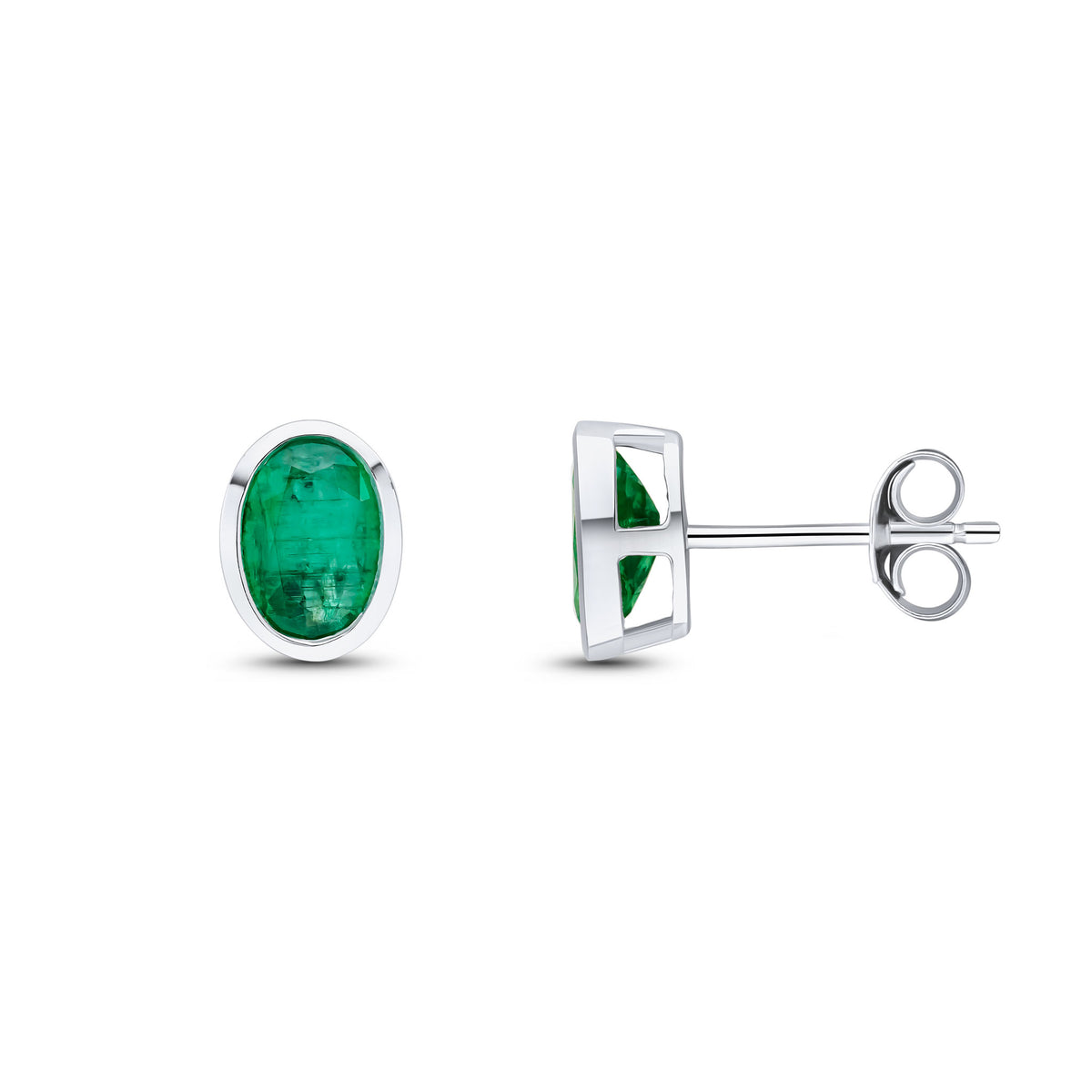 9CT WG 7X5 OVAL EMERALD RUBOVER EARSTUDS