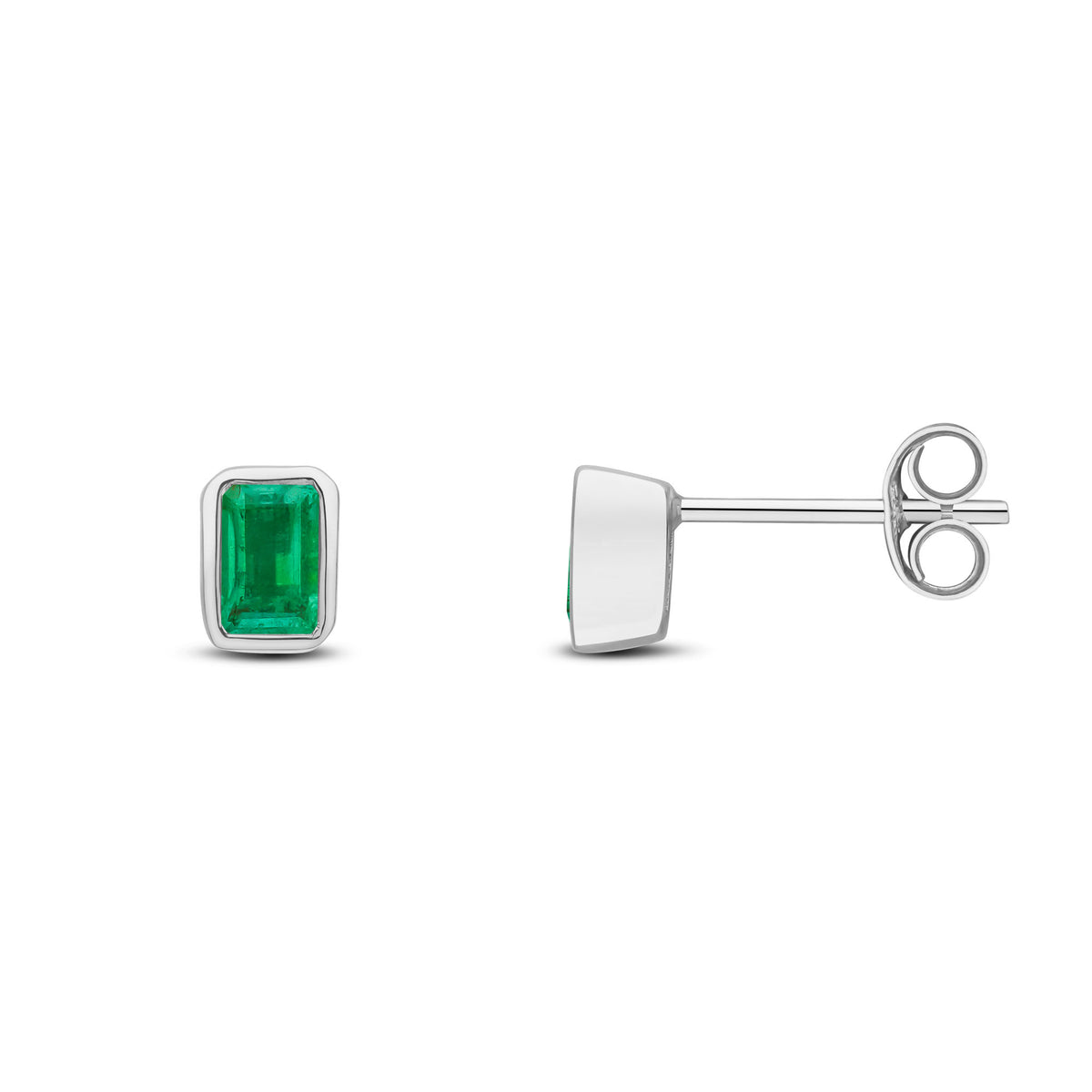 9CT WG 5X3 OCTAGON EMERALD RUBOVER SET EARRINGS
