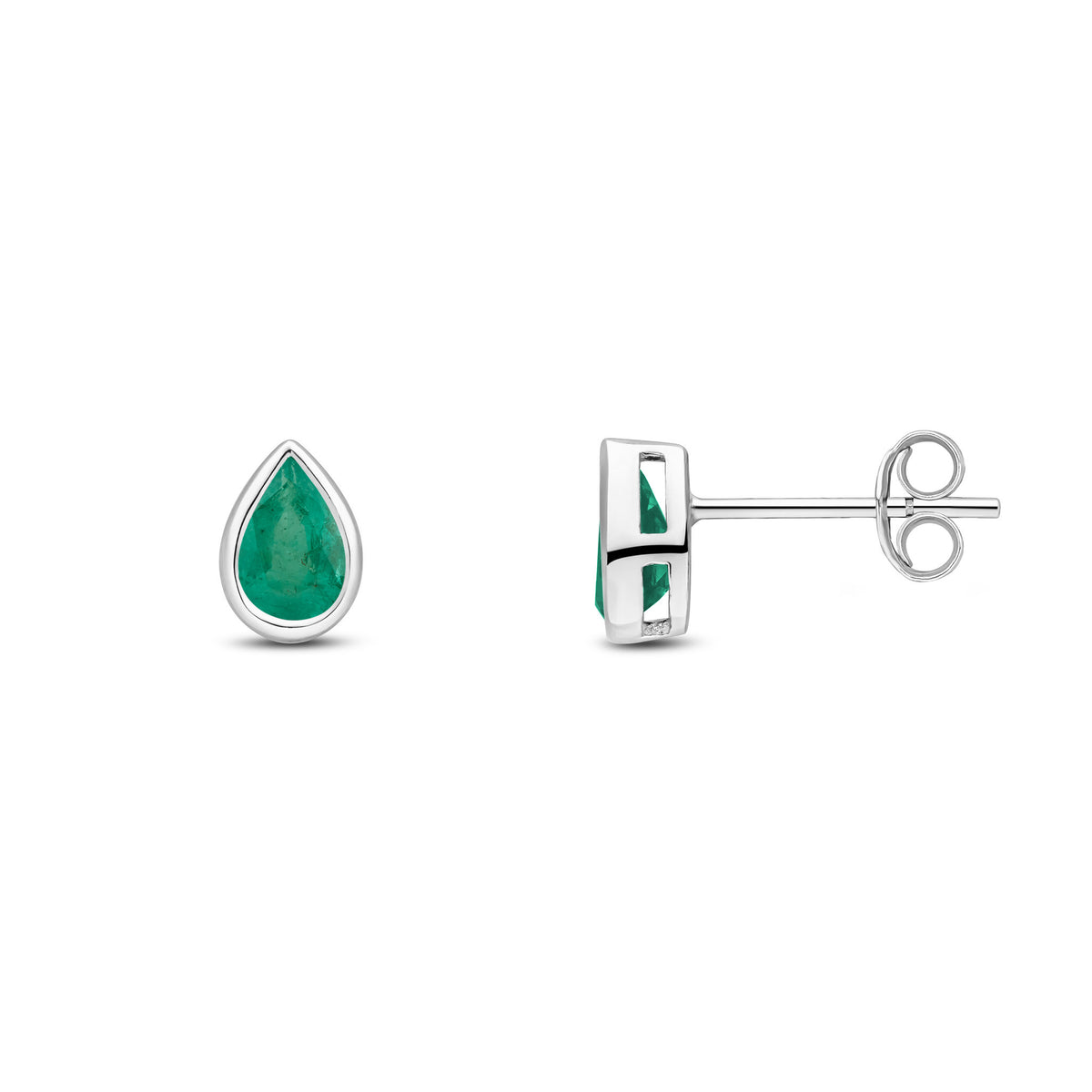 9CT WG 6X4 PEARSHAPE EMERALD RUBOVER SET EARRINGS
