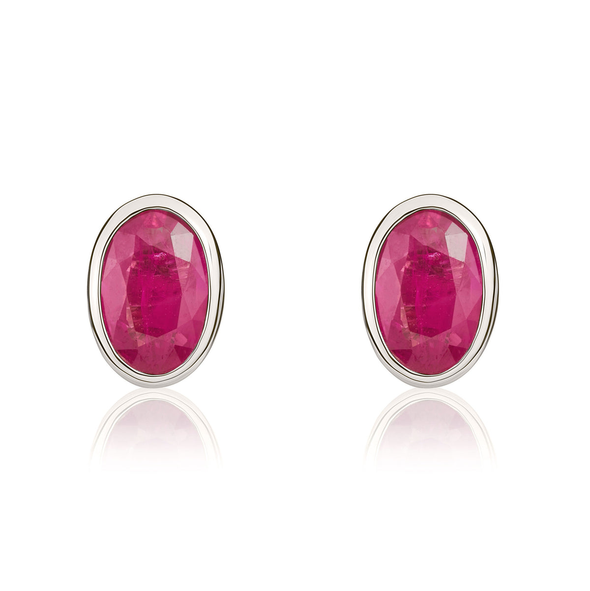 9CT WG 6X4 OVAL RUBY RUBOVER STUD EARRINGS