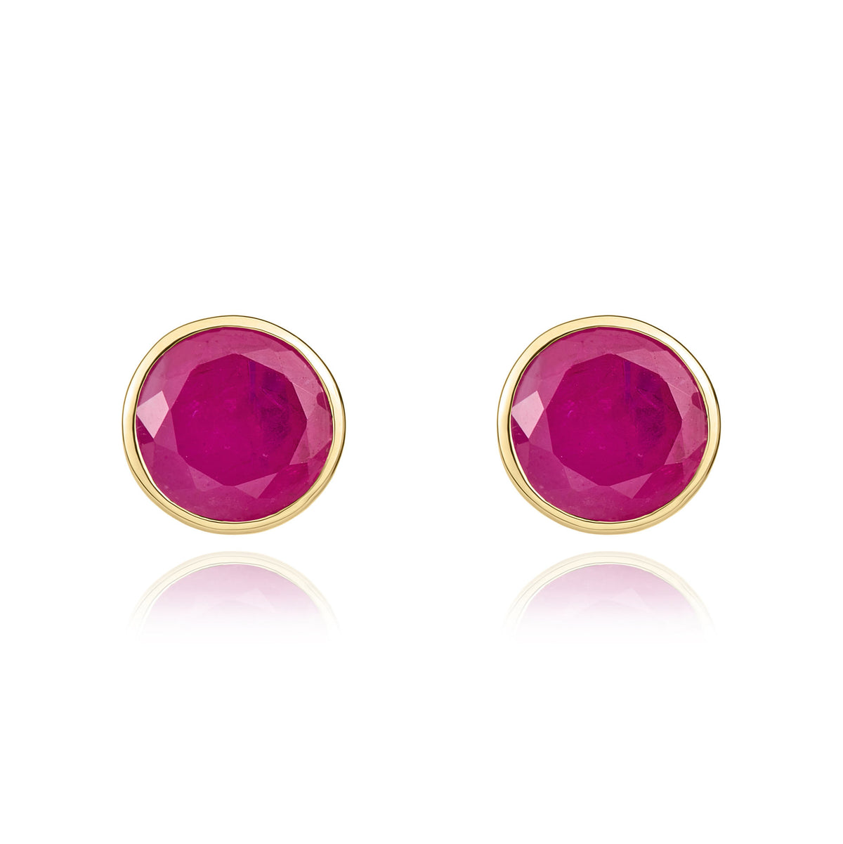9CT YG 5MM ROUND RUBY RUBOVER STUD EARRINGS