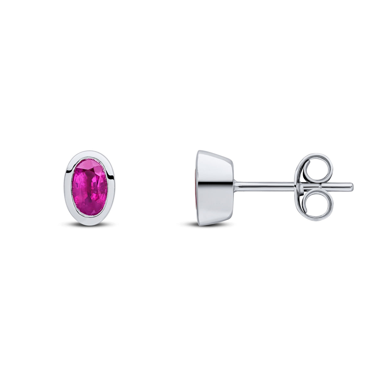 9CT WG 5X3MM OVAL RUBY RUBOVER EARRINGS