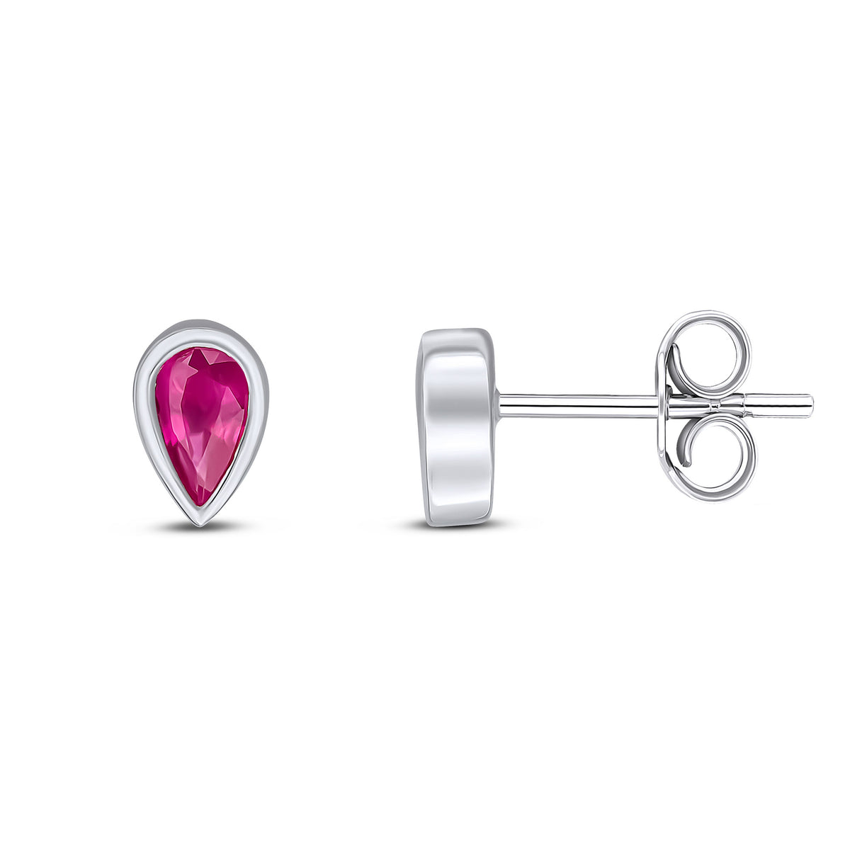 9CT WG 5X3 PEARSHAPE RUBY RUBOVER SET EARRINGS