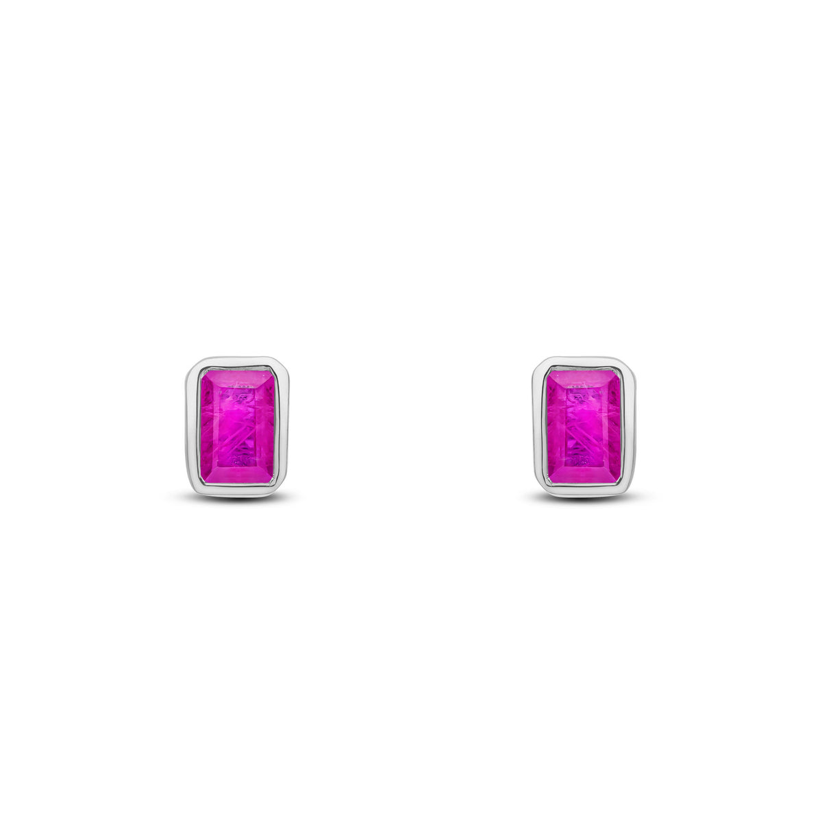 9CT WG 5X3 OCTAGON RUBY RUBOVER SET EARRINGS