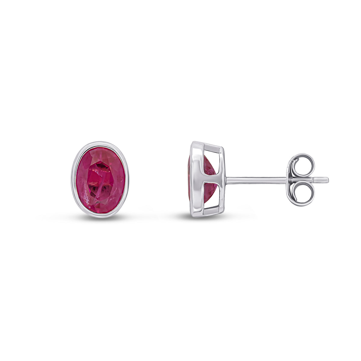 9CT WG 7X5 OVAL RUBY RUBOVER EARSTUDS