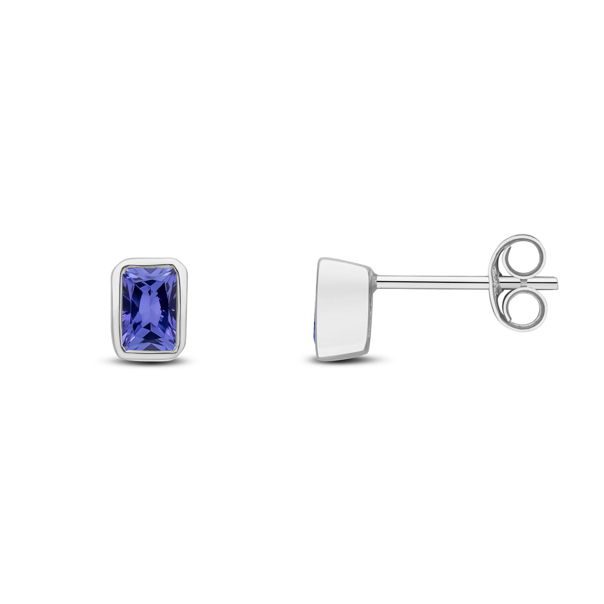 9CT WG 5X3 OCTAGON TANZANITE RUBOVER SET EARRINGS