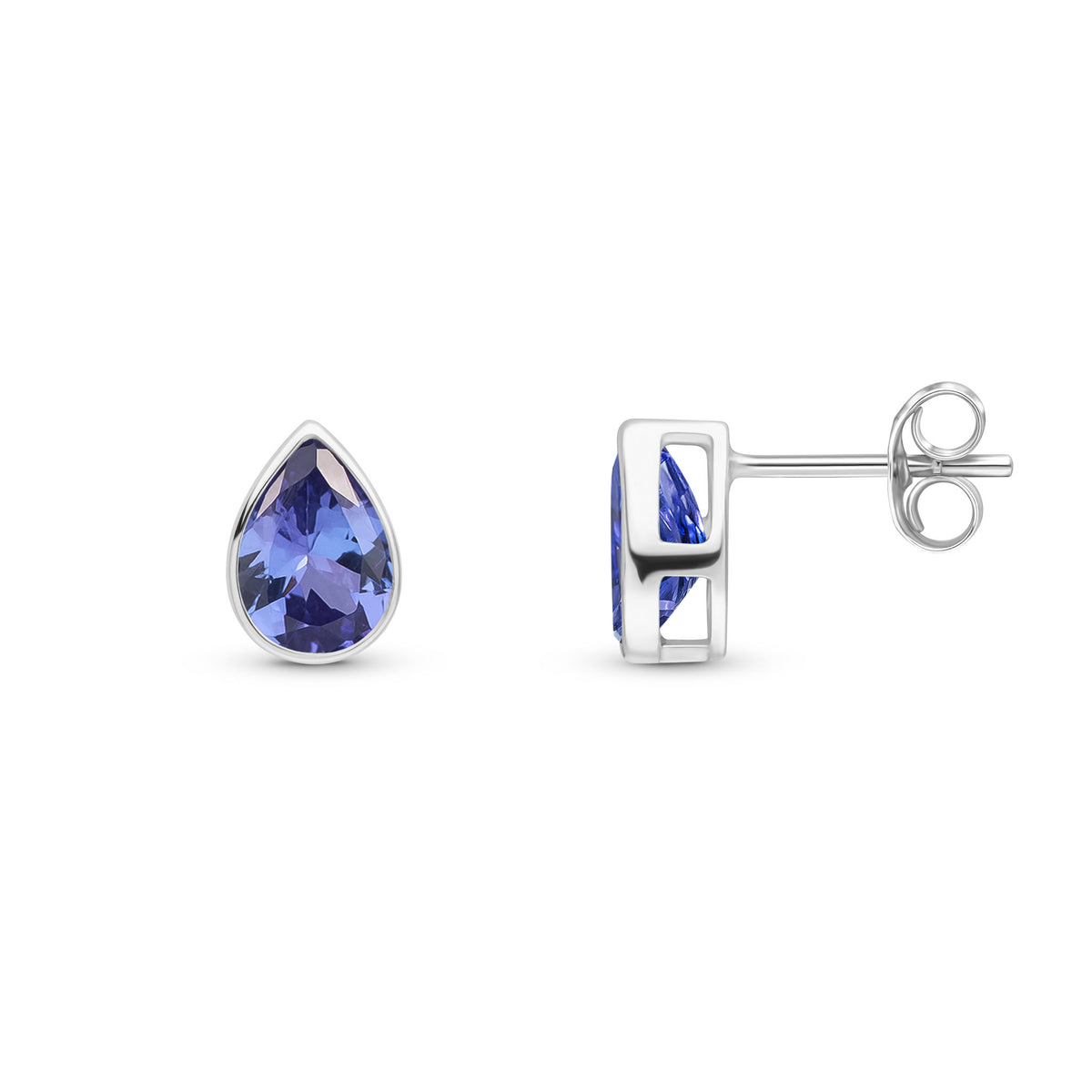 9CT WG 7X5 PEARSHAPE TANZANITE RUBOVER SET EARRINGS