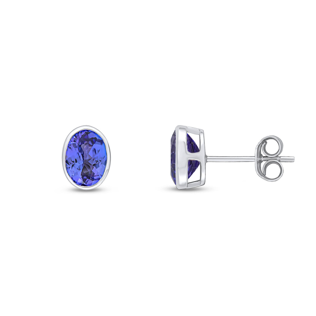 9CT WG 7X5 OVAL TANZANITE RUBOVER EARRINGS