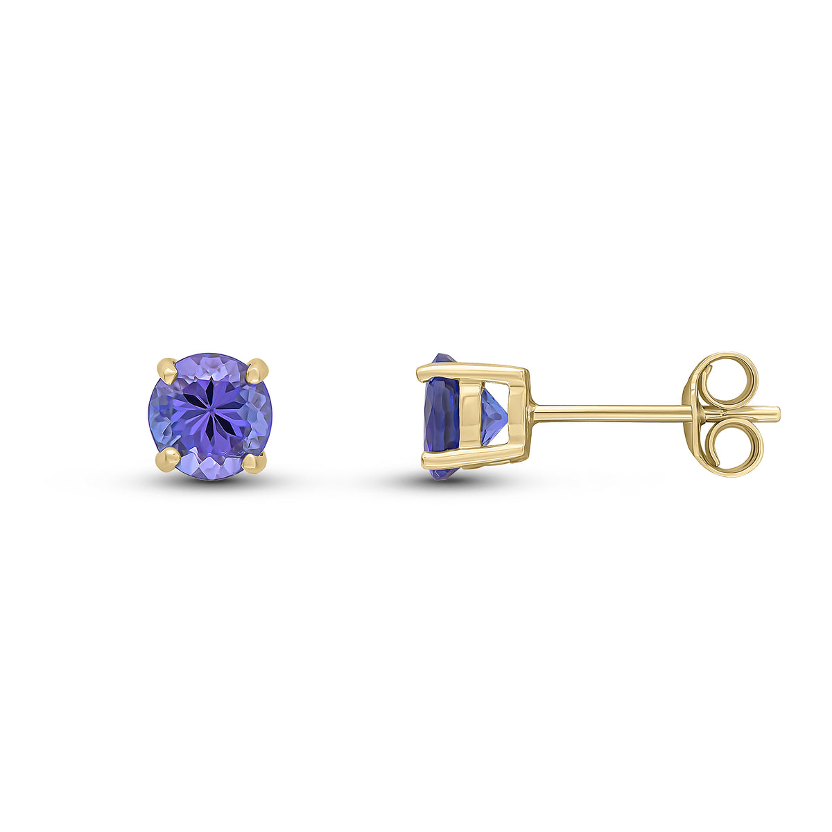 9CT YG 5MM ROUND TANZANITE CLAW SET EARRINGS