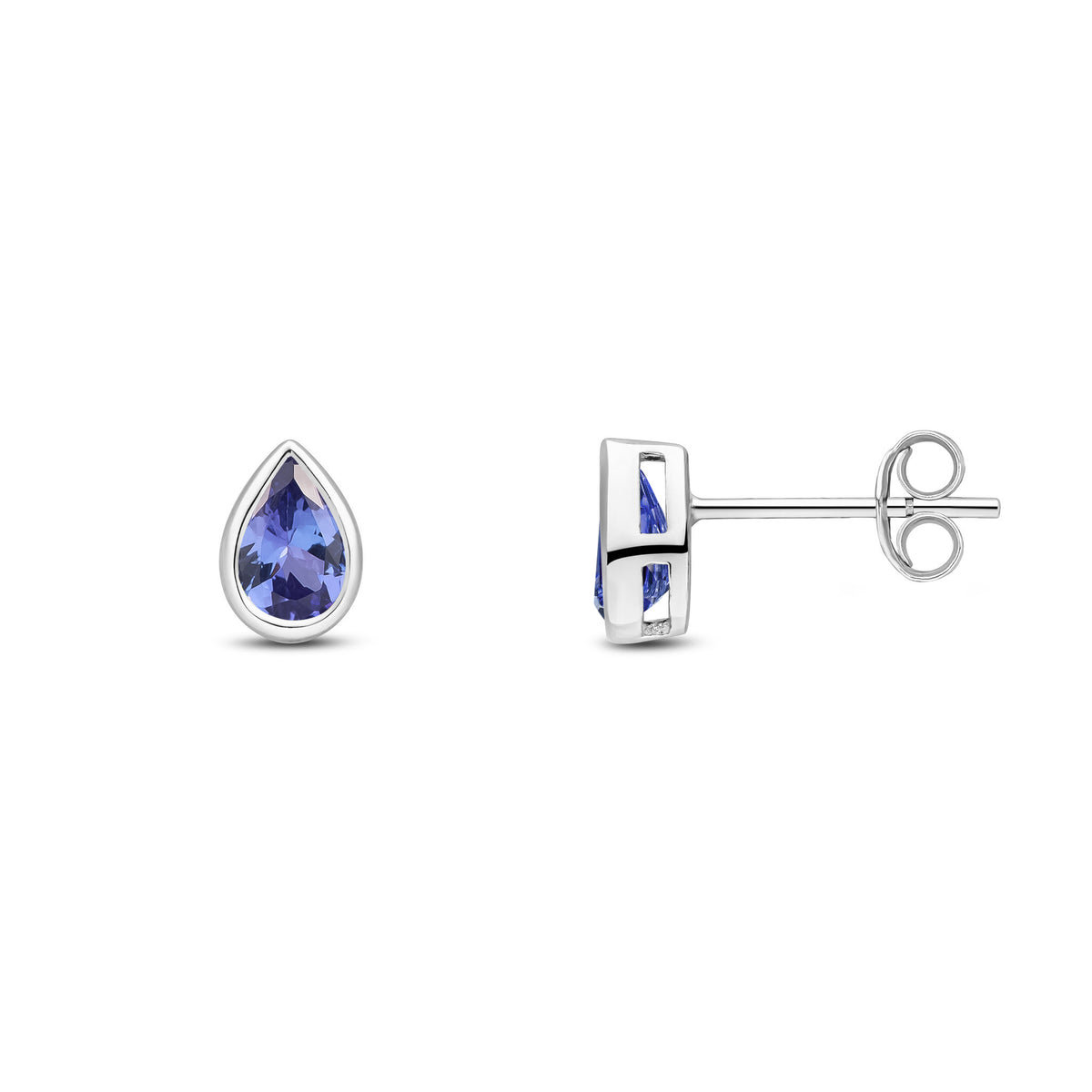 9CT WG 6X4 PEARSHAPE TANZANITE RUBOVER SET EARRINGS